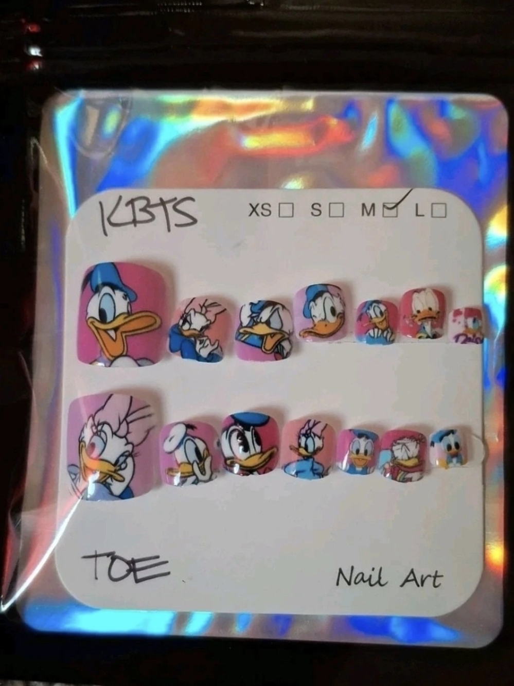 Disney Inspired:14pc Donald Duck & Daisy Press-On TOE Nails Size Medium